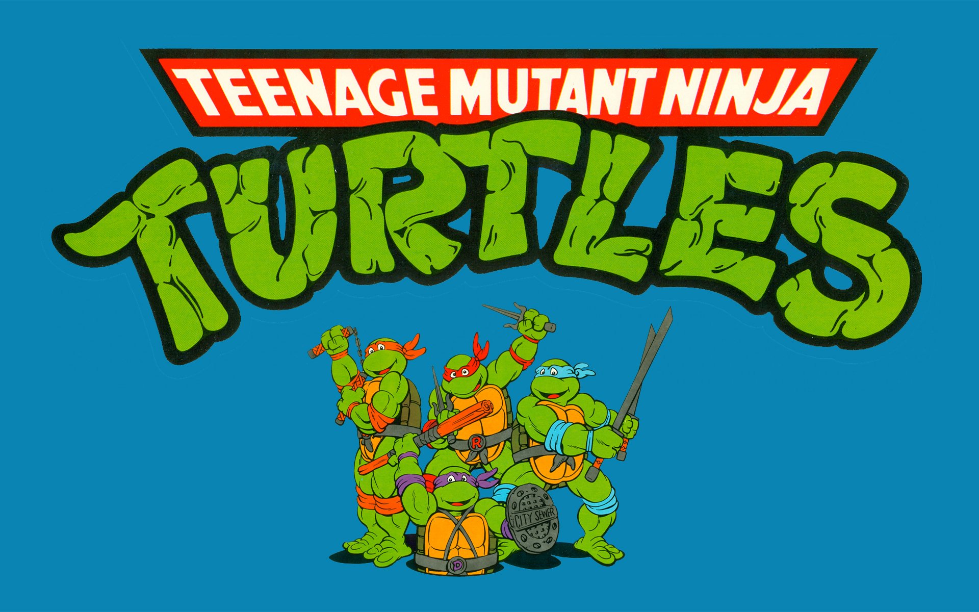 fond d'écran tortugas ninja,personnage fictif,dessin animé,texte,super héros,police de caractère