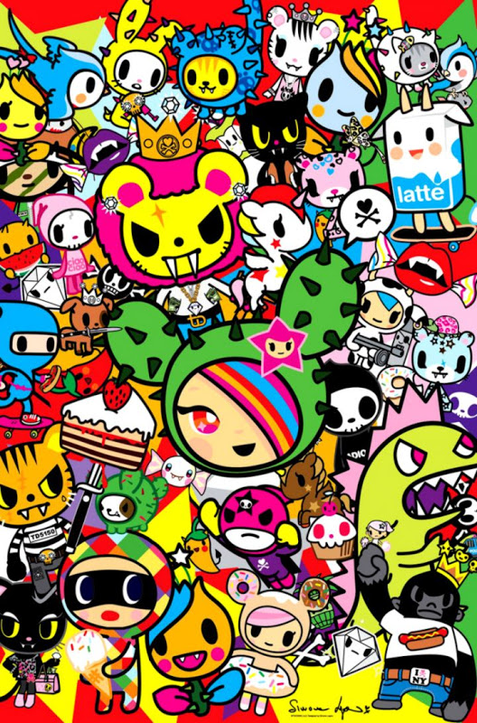 papel tapiz tokidoki,dibujos animados,arte,artes visuales,modelo,ilustración