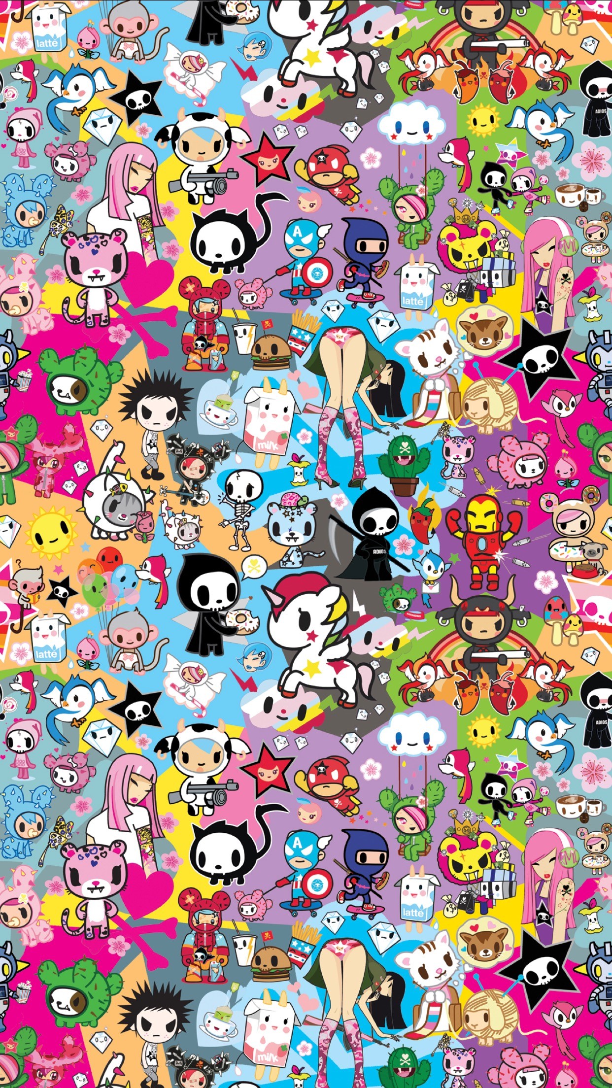 tokidoki wallpaper,cartoon,pattern,design,line,art