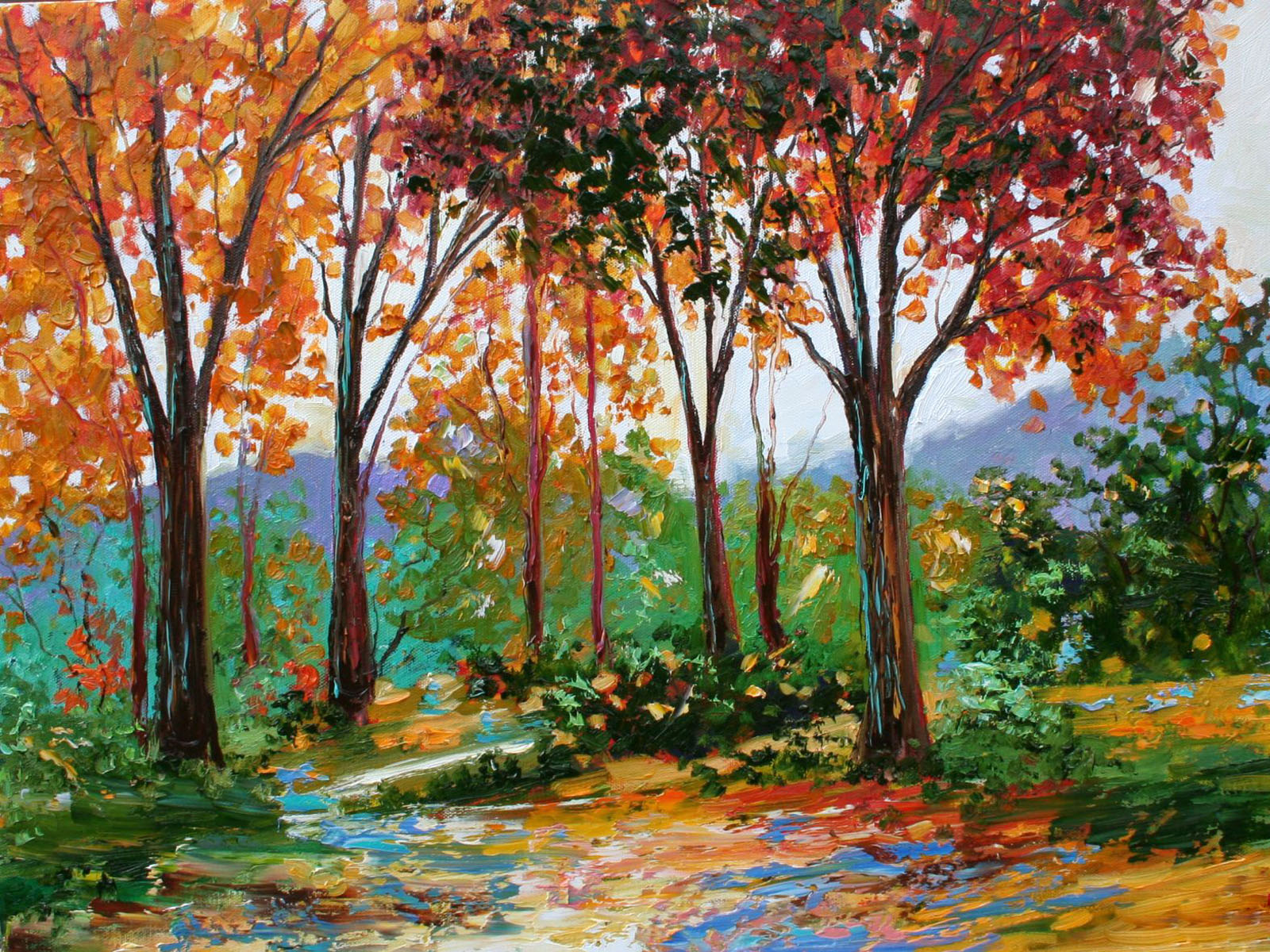 peinture à l'huile papier peint hd,arbre,paysage naturel,la nature,la peinture,peinture aquarelle