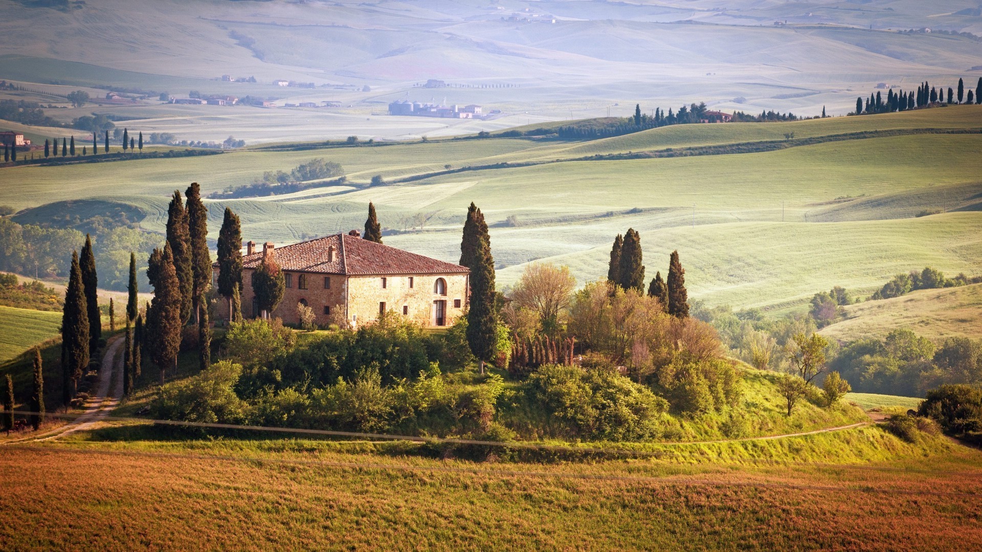 toscana wallpaper,natural landscape,nature,highland,sky,hill