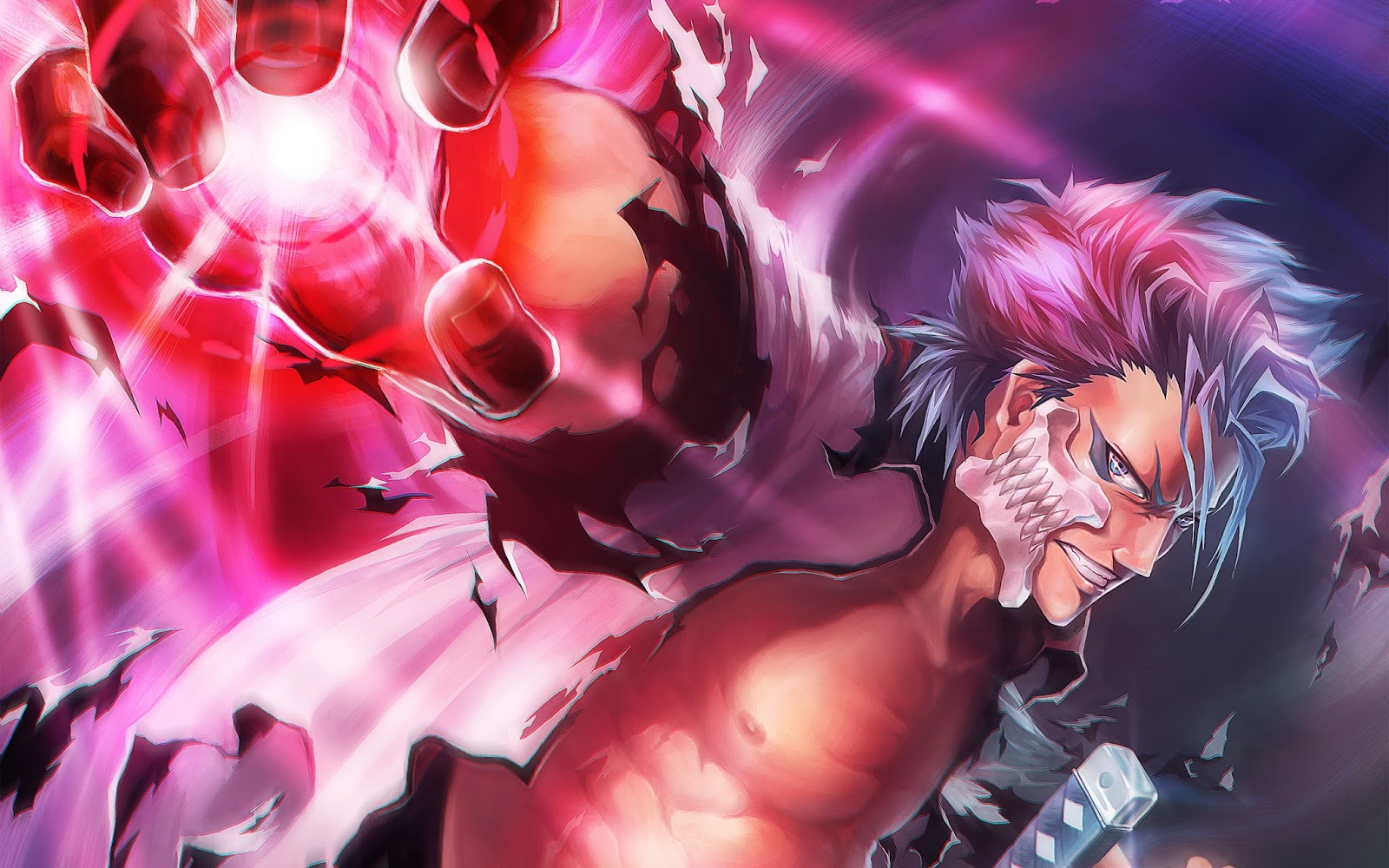 grimmjow wallpaper hd,cg artwork,anime,fictional character,mouth,muscle