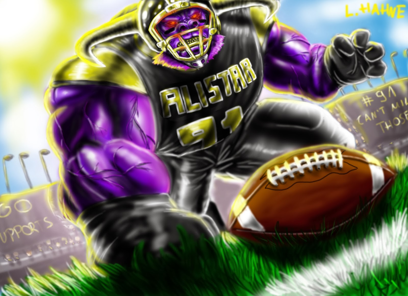 alistar wallpaper,american football,super bowl,fictional character,easter egg,competition event
