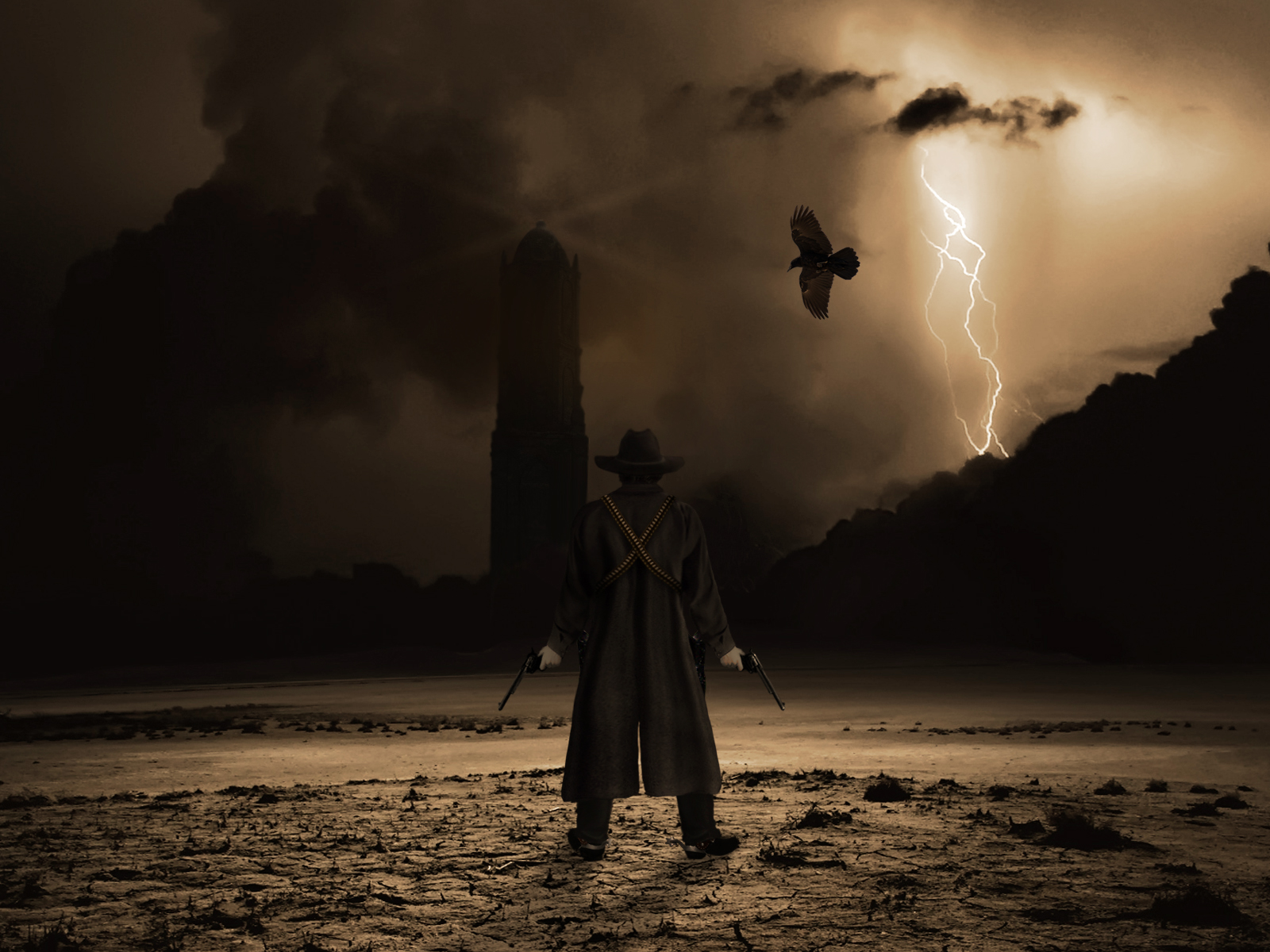 the dark tower wallpaper,sky,darkness,water,atmosphere,human