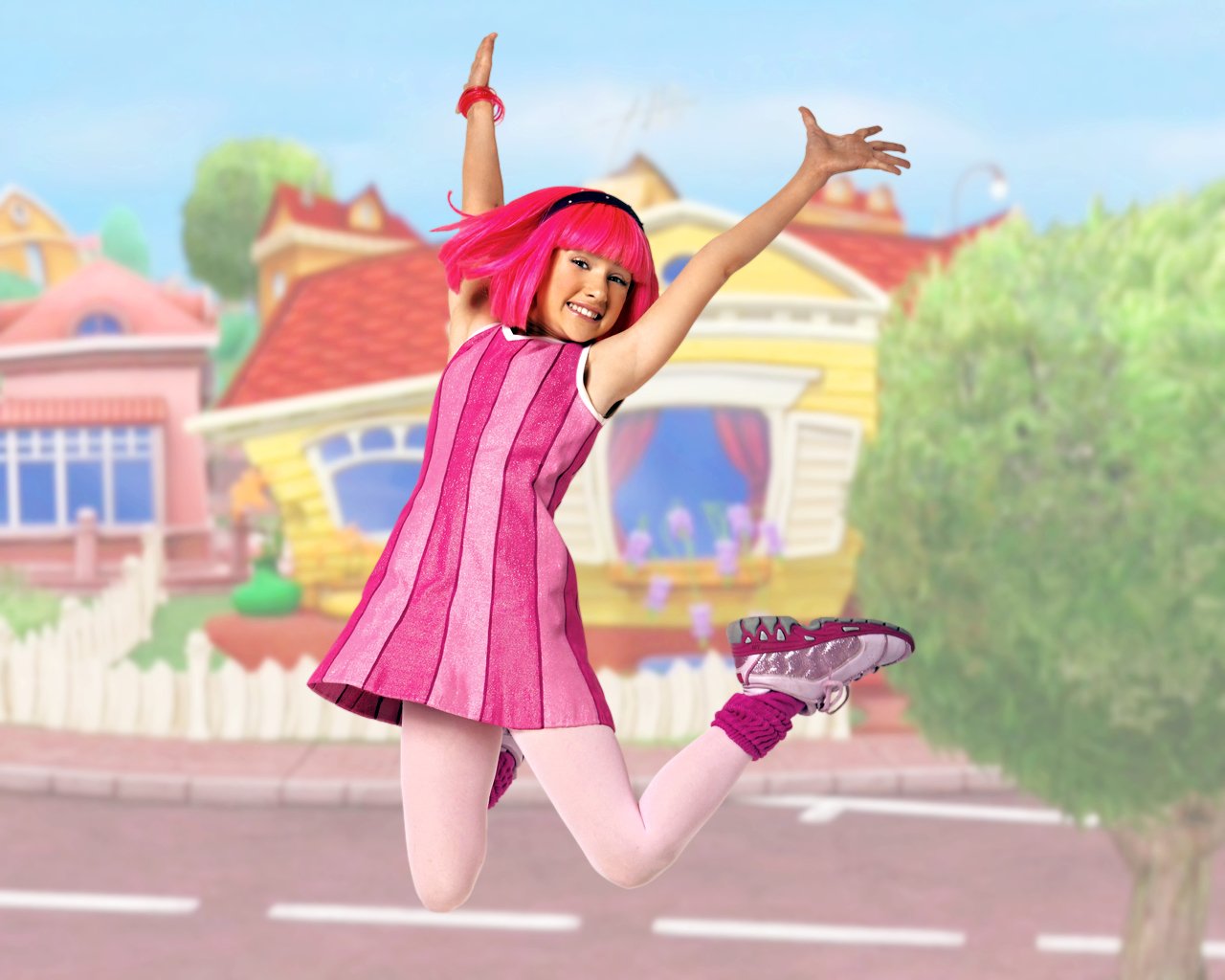 lazy town wallpaper,pink,cartoon,street fashion,summer,happy