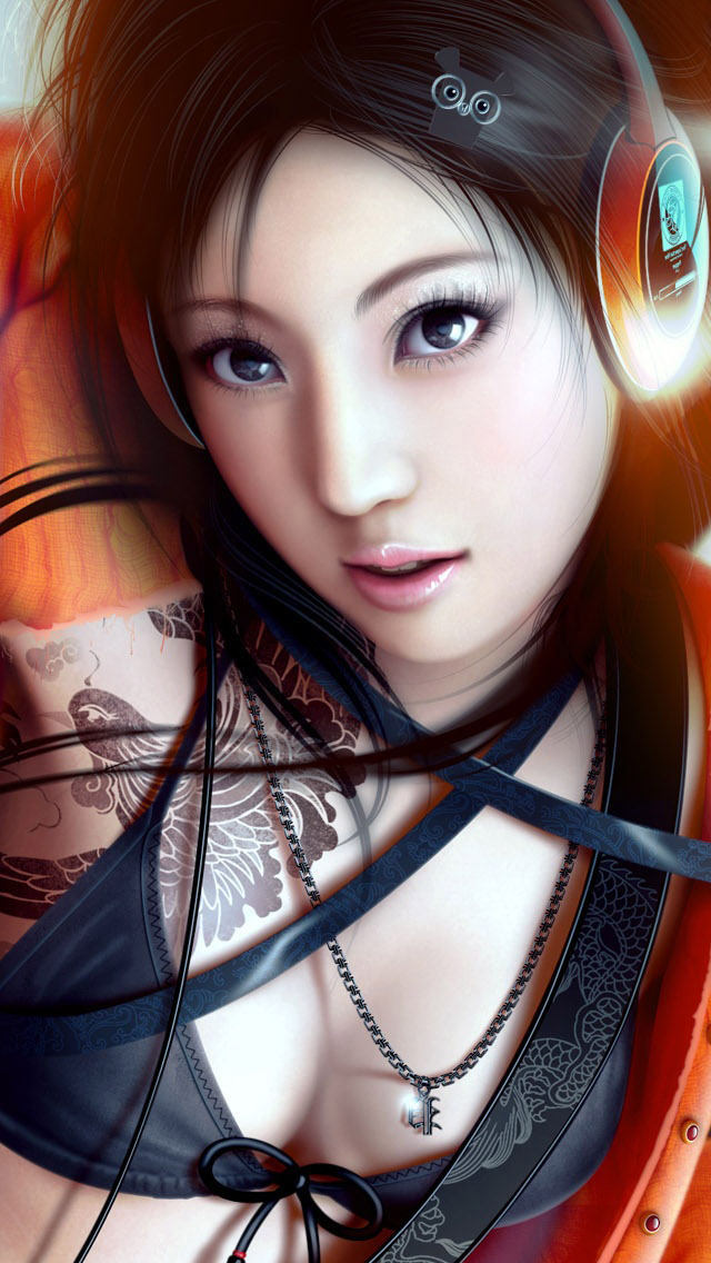 hot tattoo girl wallpaper,hair,beauty,eye,black hair,cg artwork