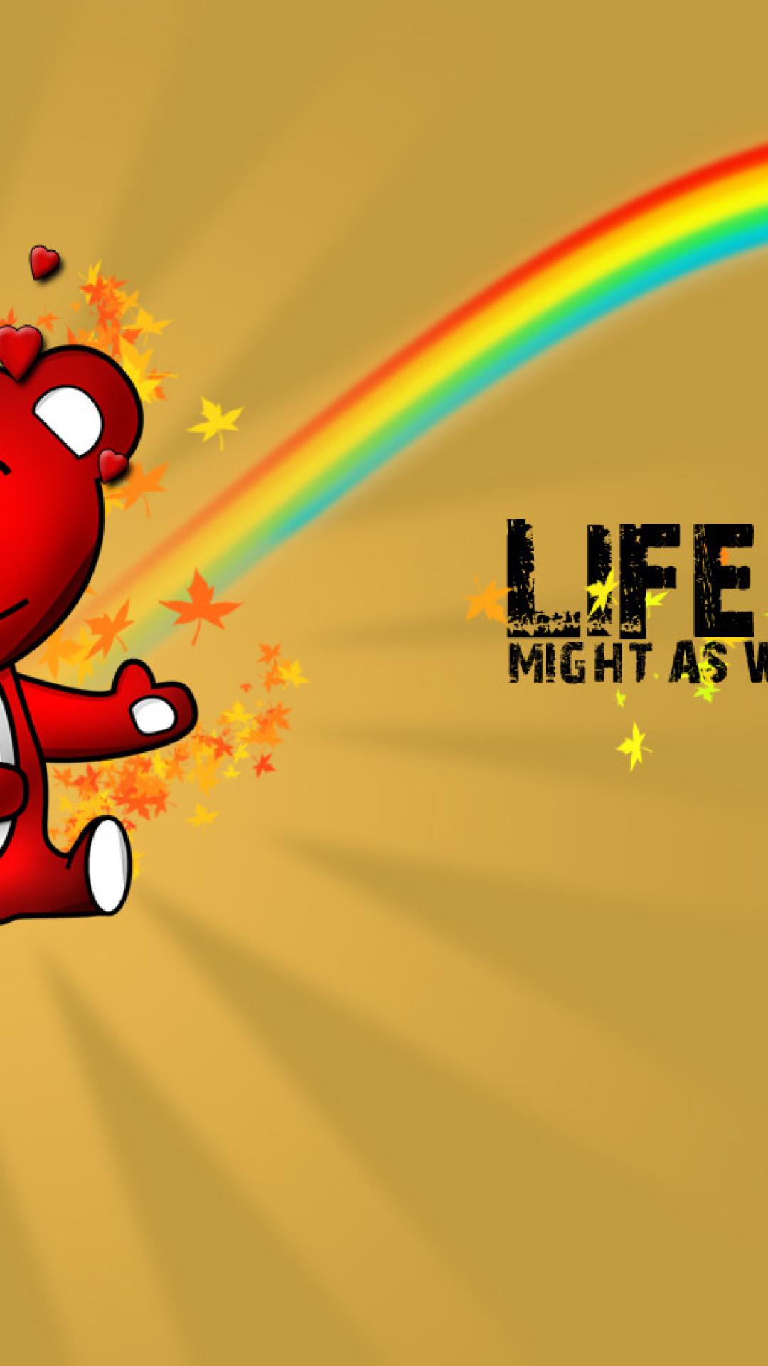 life sucks wallpaper,cartoon,graphic design,illustration,rainbow,font