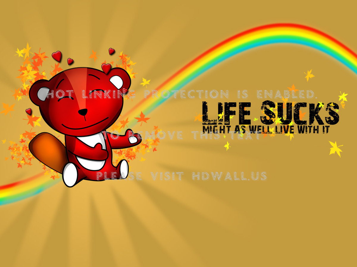 life sucks wallpaper,cartoon,text,graphic design,orange,illustration