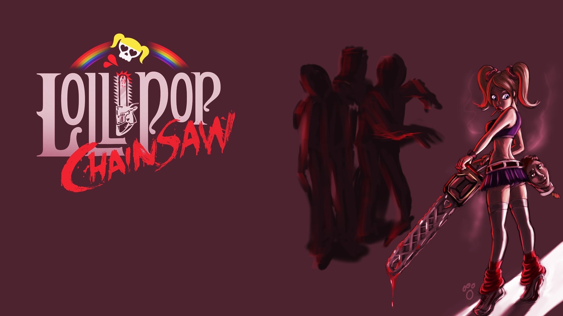 lollipop chainsaw wallpaper,red,font,text,graphic design,animation