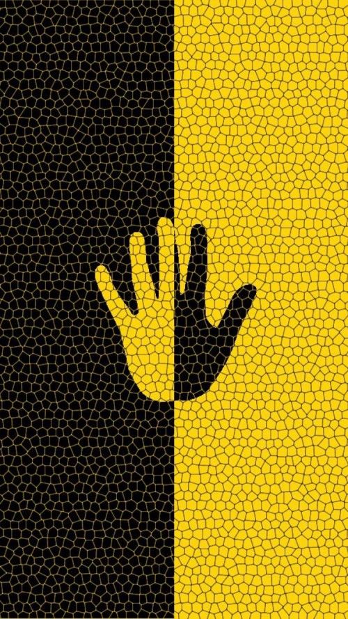 黒と黄色の壁紙のhd,黄,パターン,手,葉,図