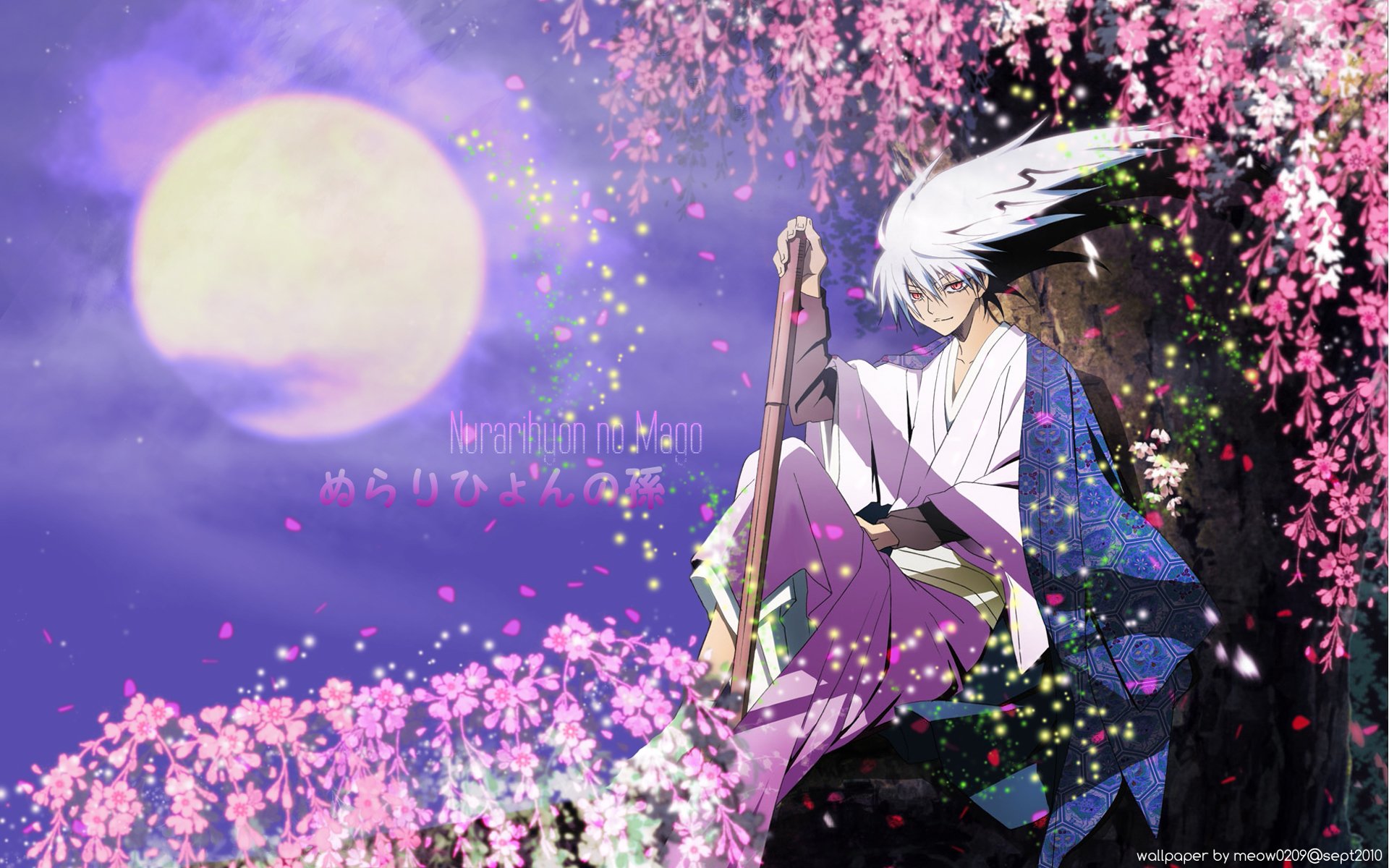 nurarihyon no mago fondo de pantalla,anime,cg artwork,violeta,púrpura,lila