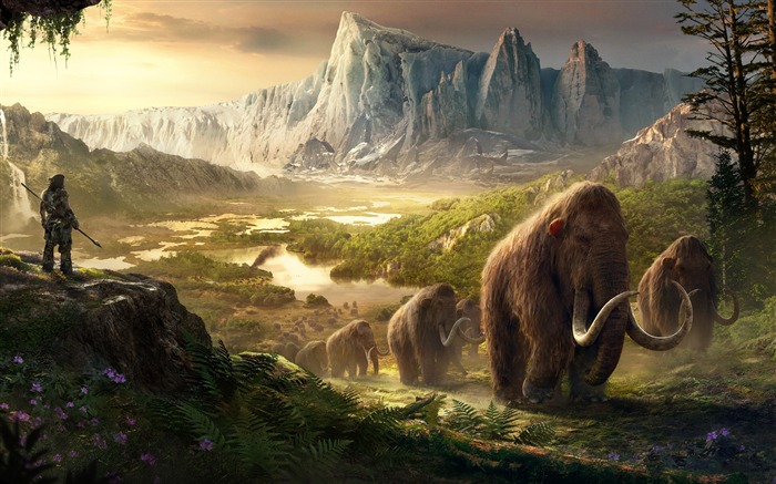 fondo de pantalla de mamut,paisaje natural,naturaleza,mamut,pintura,paisaje