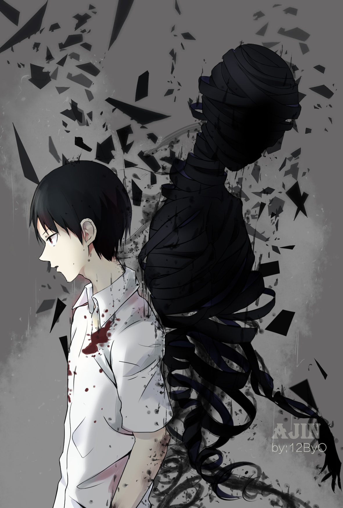 ajin wallpaper,illustration,cartoon,black hair,art,graphic design