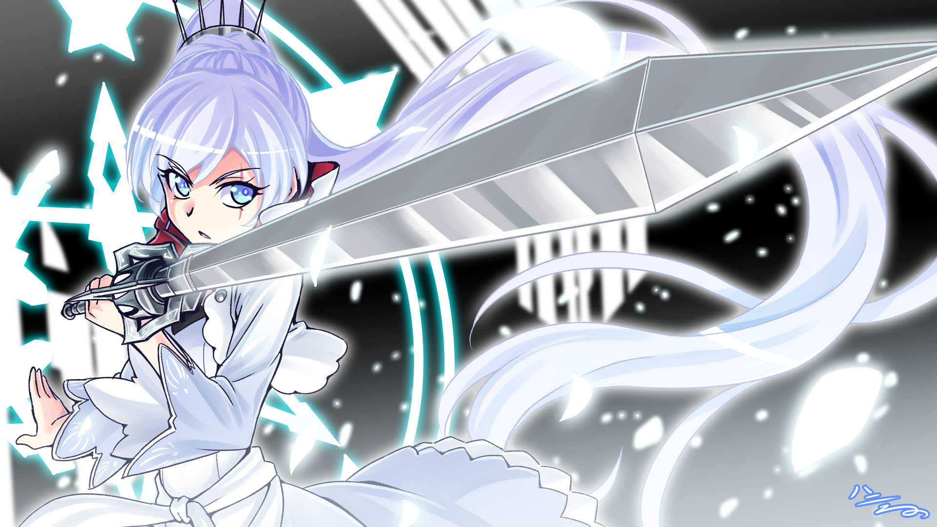 weiss wallpaper,anime,karikatur,cg kunstwerk,schwarzes haar,illustration