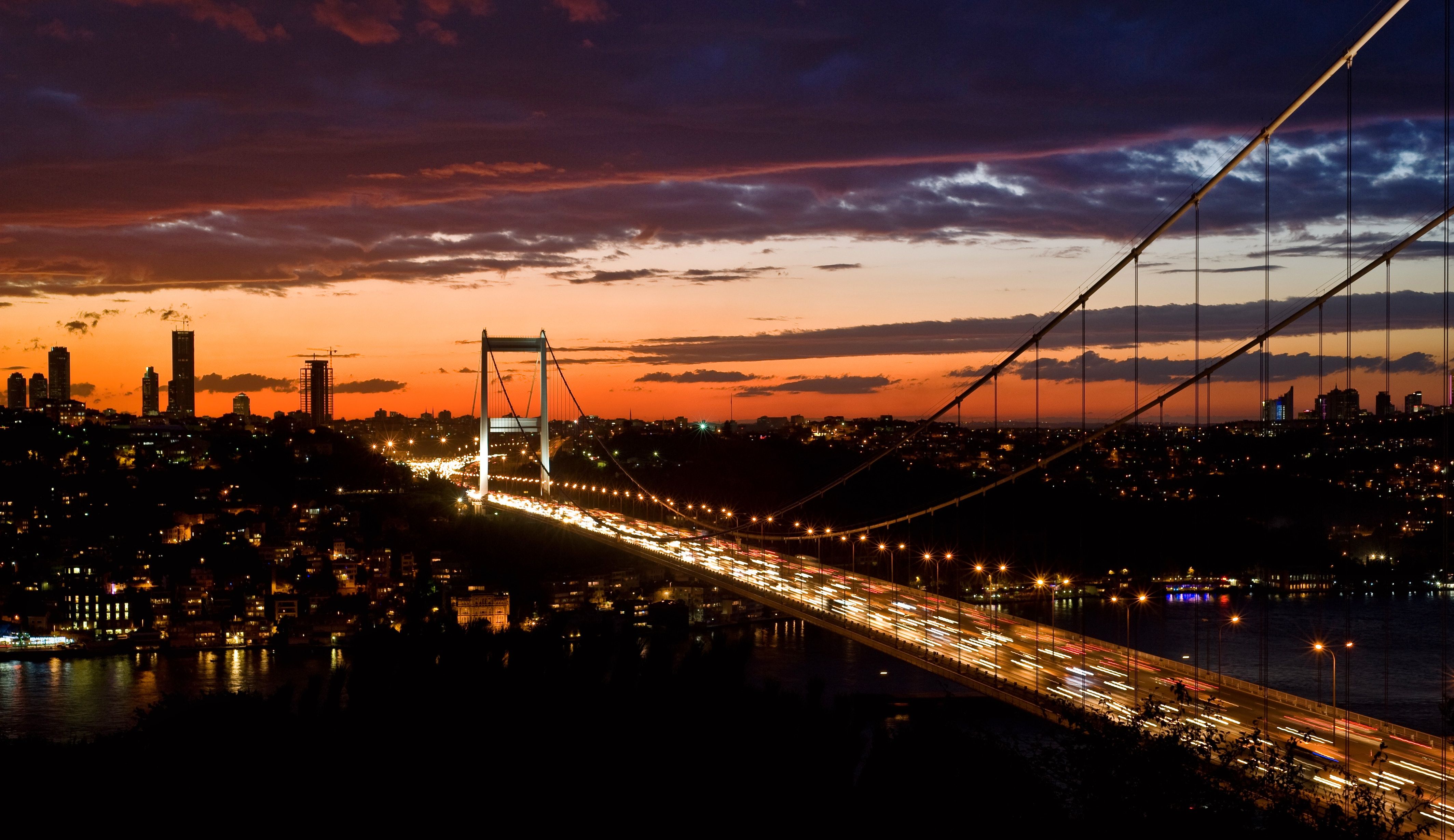 sfondo di fatih sultan mehmet,cielo,ponte,nube,ultimi bagliori,area urbana