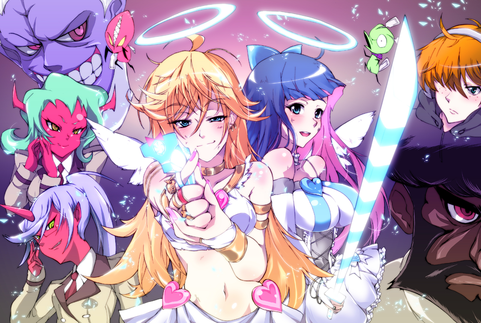 panty and stocking wallpaper,cartoon,anime,cg artwork,long hair,fictional character