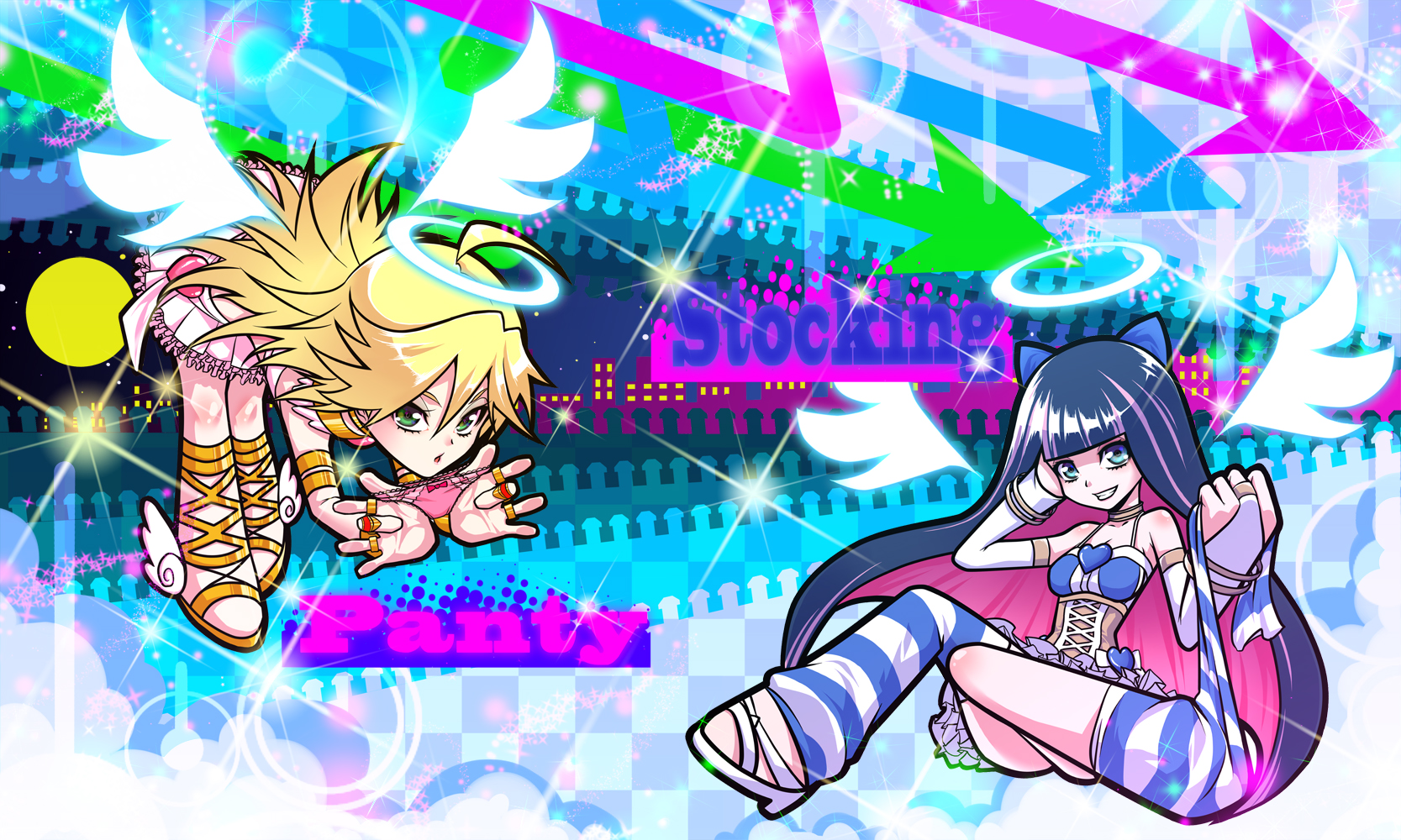 panty and stocking wallpaper,cartoon,anime,illustration,graphics,fictional character