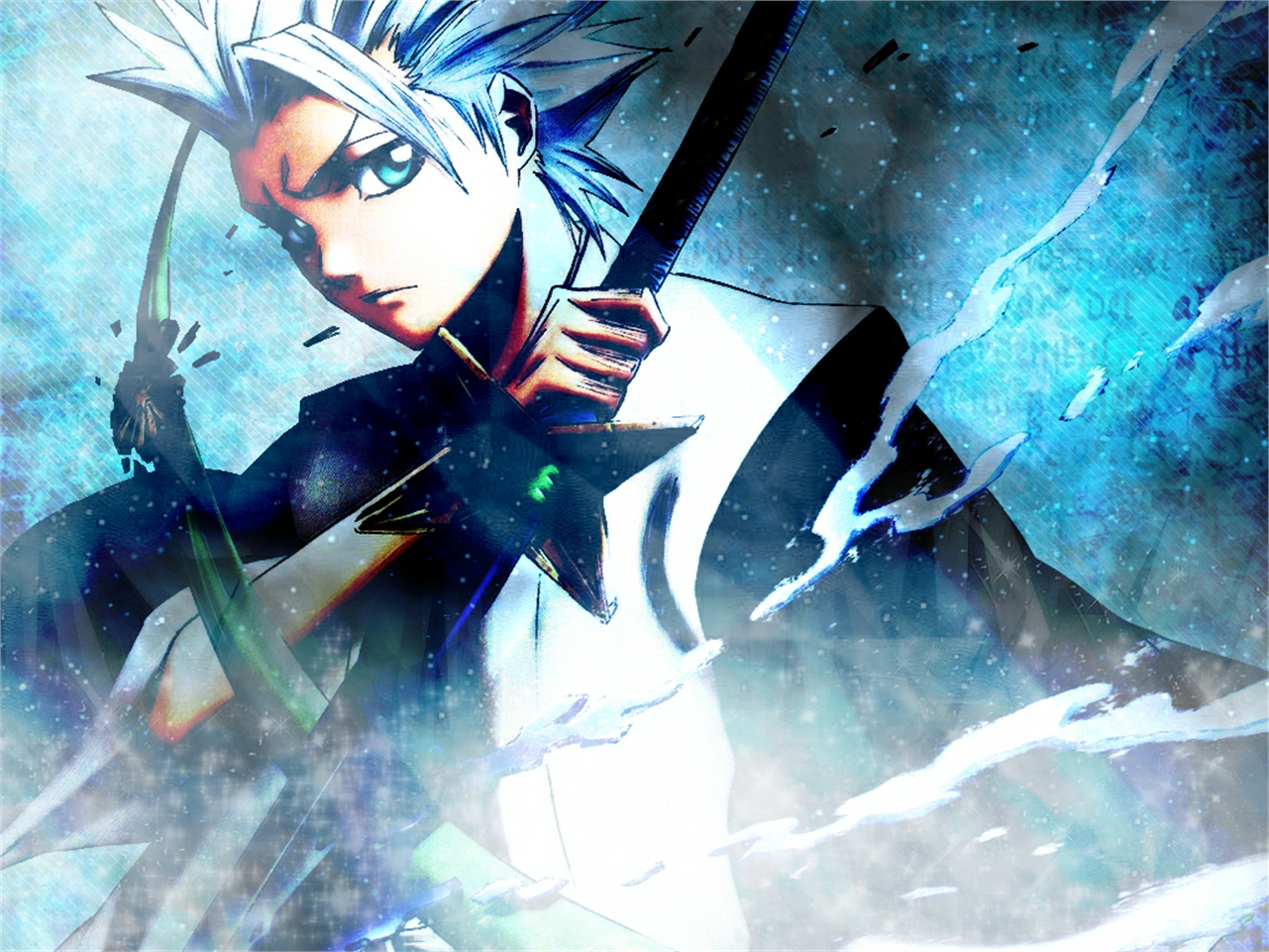 fond d'écran hitsugaya,oeuvre de cg,anime,illustration,cheveux noirs,cool