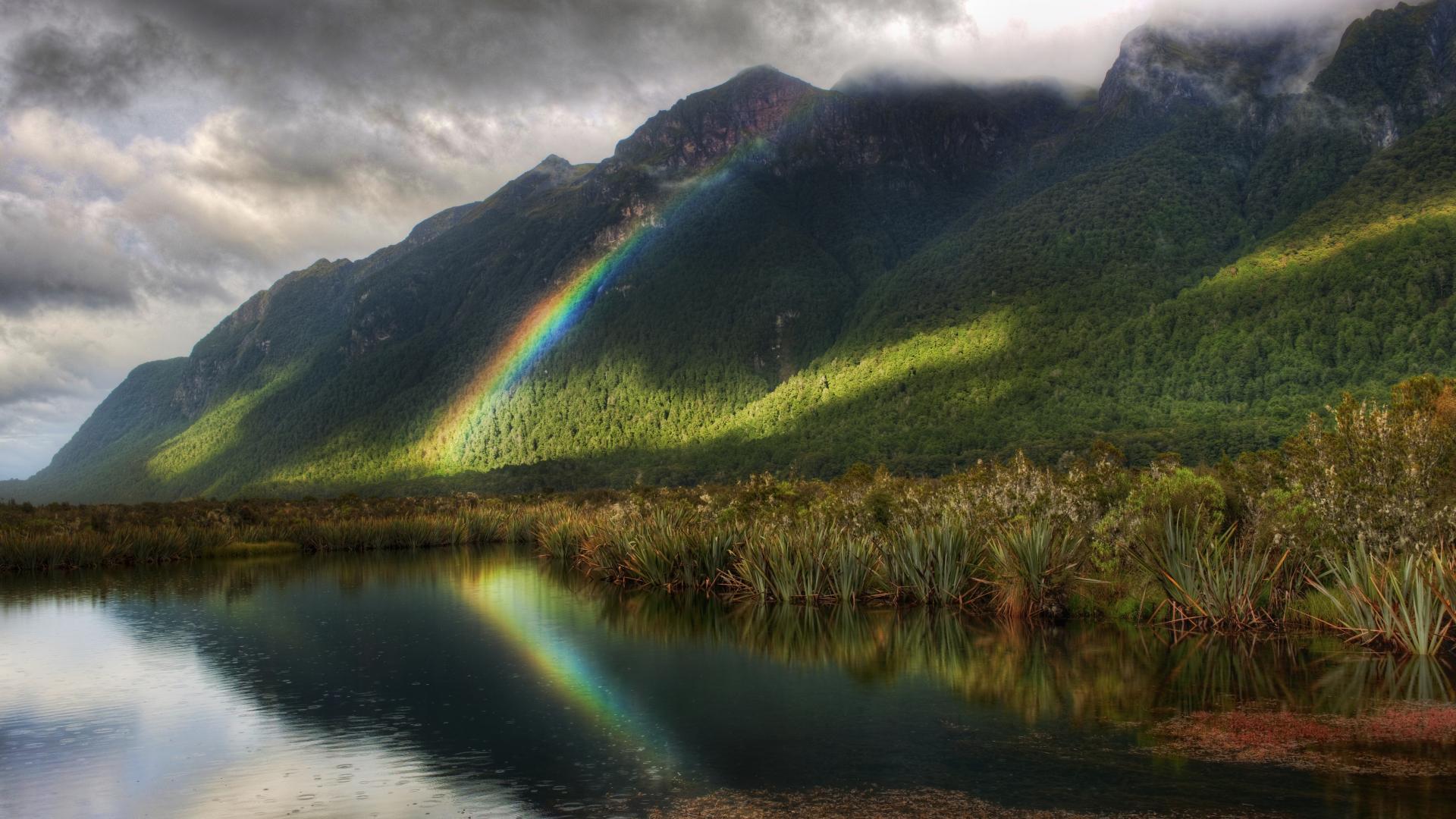 carta da parati rilassante per gli occhi,natura,paesaggio naturale,riflessione,cielo,arcobaleno