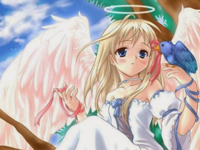 wallpaper malaikat bersayap,cartoon,anime,cg artwork,sky,long hair