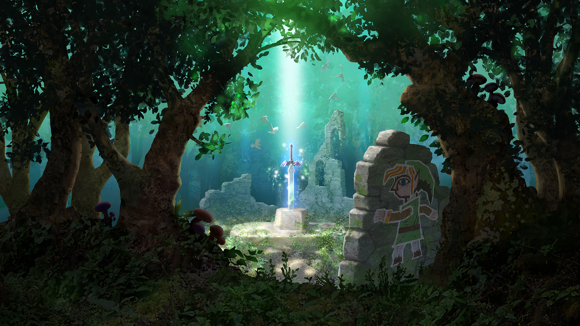 la leyenda de zelda link fondos de pantalla,naturaleza,ligero,verde,árbol,captura de pantalla