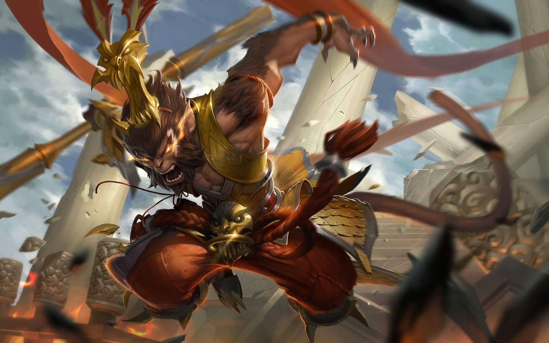 fondo de pantalla de sun wukong,cg artwork,personaje de ficción,videojuego de rol multijugador masivo en línea,captura de pantalla