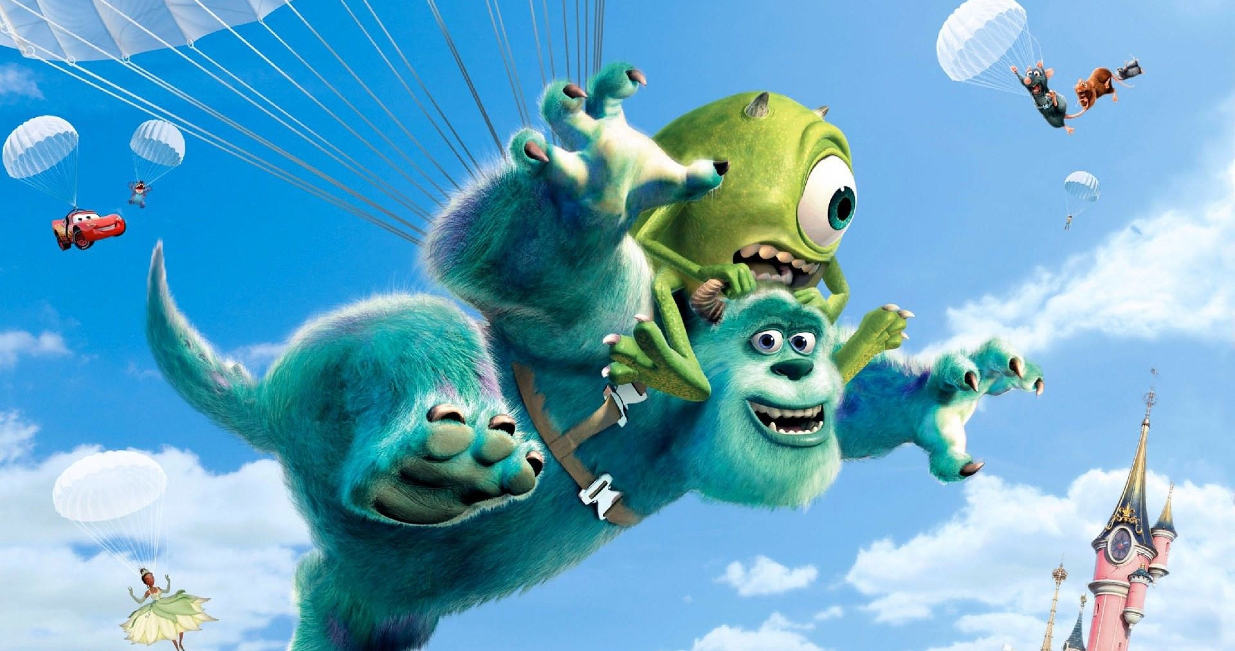 monster inc wallpaper hd,animated cartoon,cartoon,animation,organism,illustration