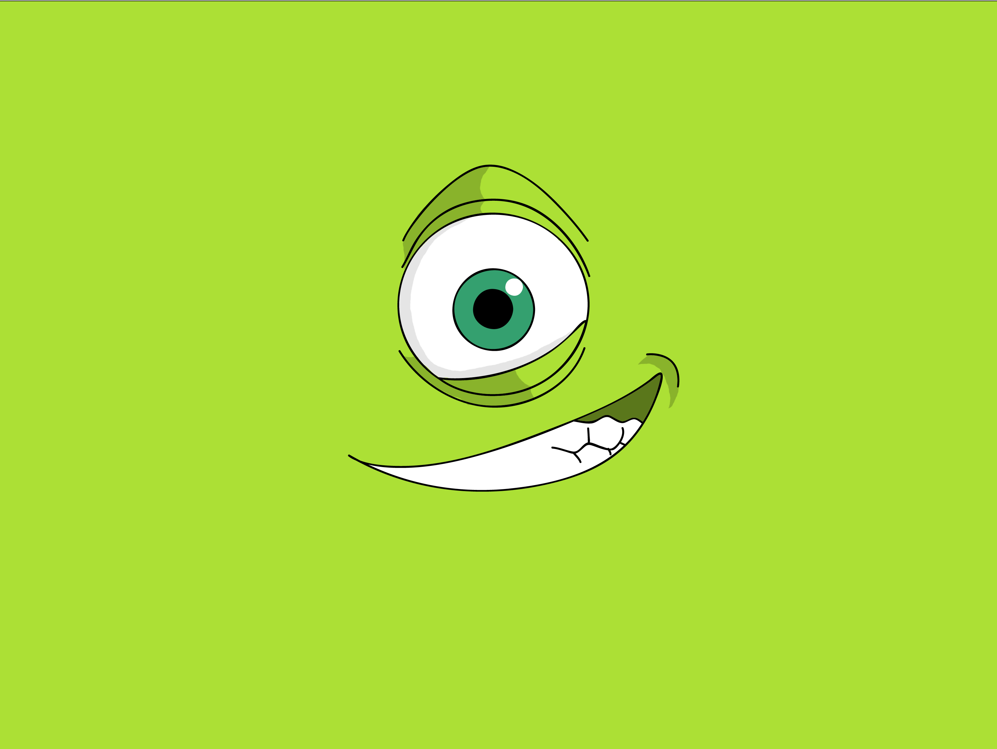 monstre inc fond d'écran hd,vert,dessin animé,œil,sourire,illustration