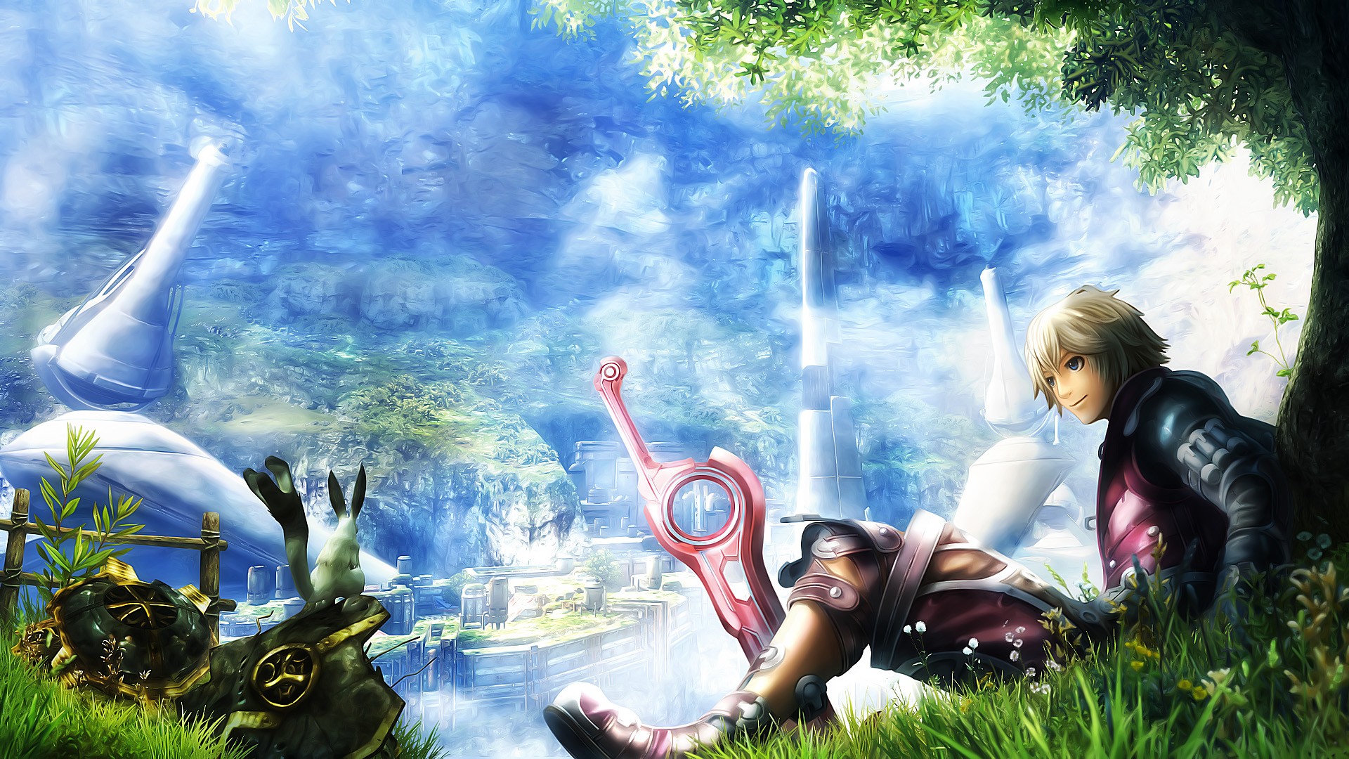 xenoblade chroniken wallpaper,cg kunstwerk,spaß,gras,fotografie,erfundener charakter