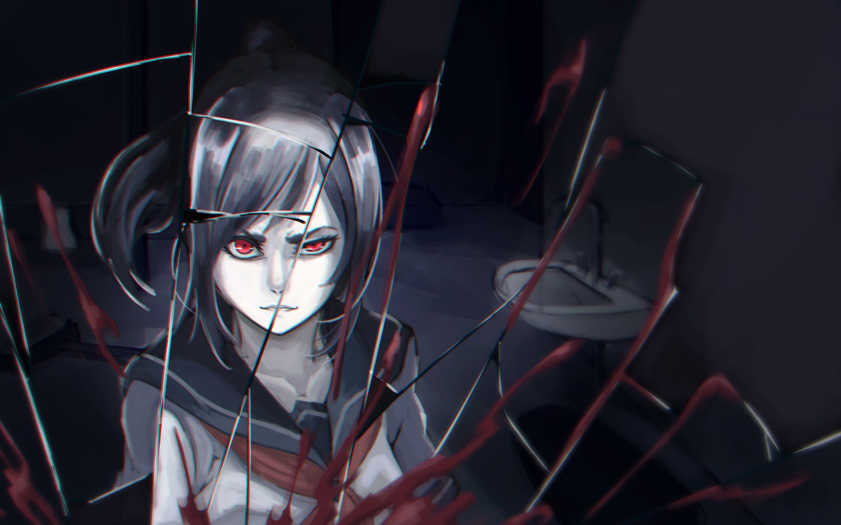 yandere wallpapers,anime,fictional character,darkness,fiction,cg artwork