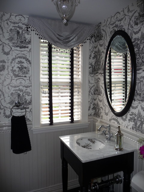 black and white wallpaper for bathrooms,room,black,interior design,window treatment,curtain