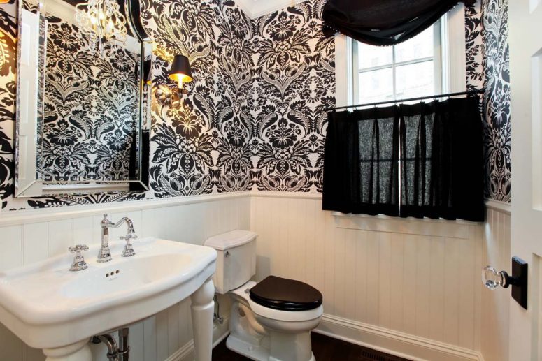 black and white wallpaper for bathrooms,bathroom,property,room,interior design,building