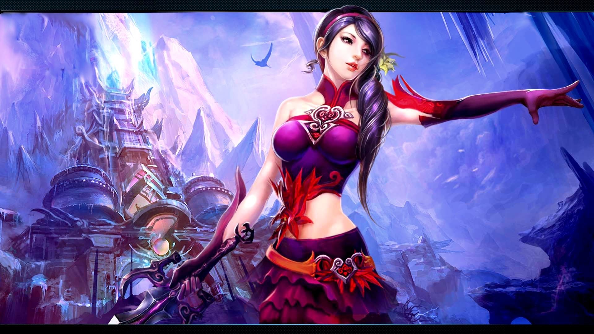 hot fantasy girl wallpaper,cg artwork,fictional character,black hair,games,illustration