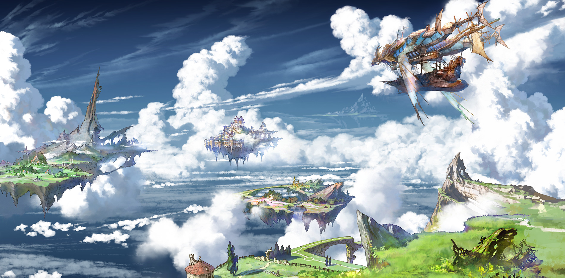 granblue fantasy wallpaper,sky,strategy video game,cloud,cg artwork,illustration