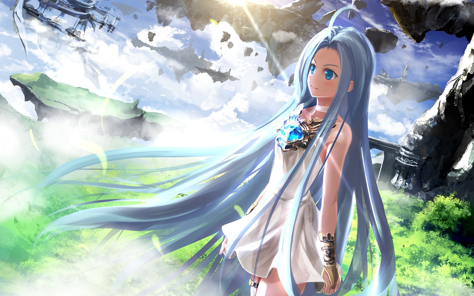 granblue fantasy wallpaper,cg artwork,anime,long hair,sky,fictional character