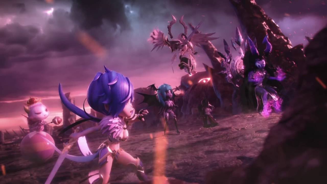 summoners war wallpaper hd,action adventure game,pc game,purple,demon,cg artwork