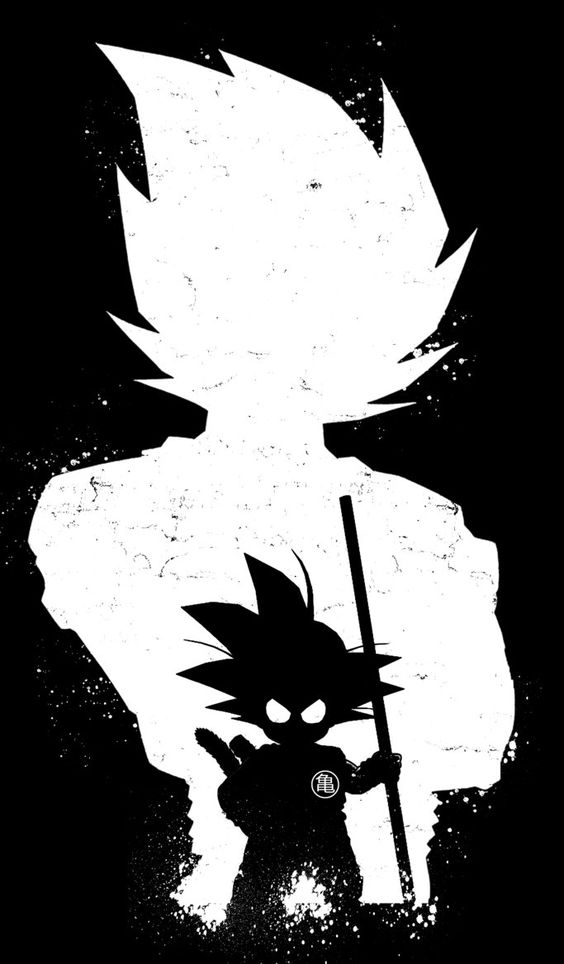 dbz wallpapers for mobile,black and white,cartoon,monochrome,stencil,illustration