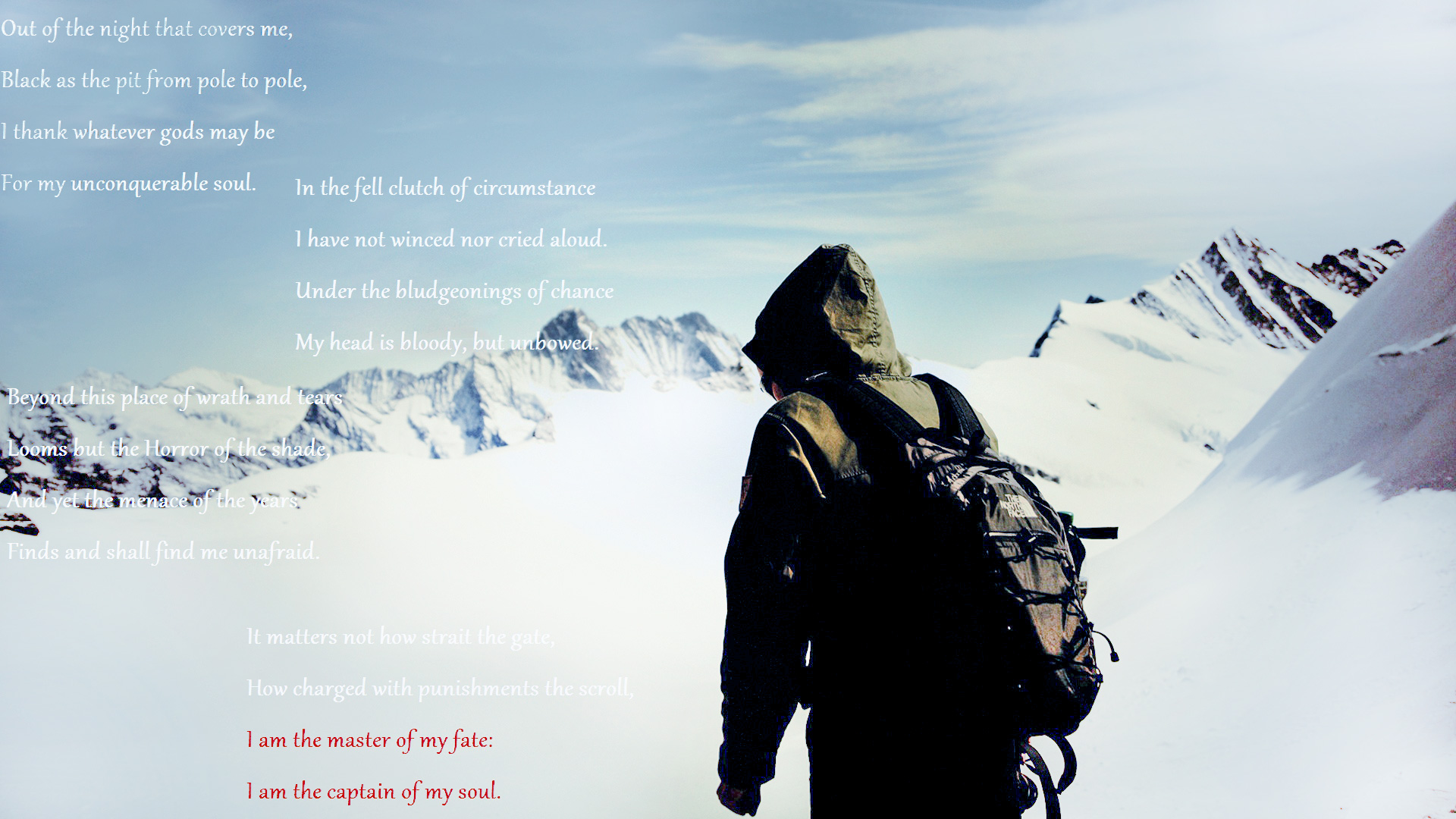 invictus wallpaper,mountaineer,mountain,font,summit,glacial landform