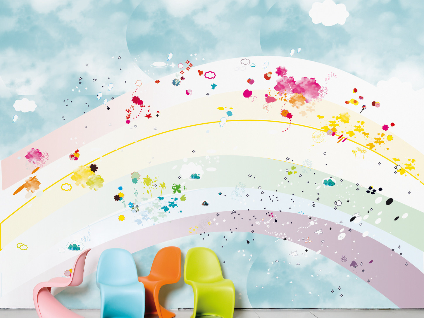 kind eine tapete,regenbogen,himmel,hintergrund,illustration,grafikdesign