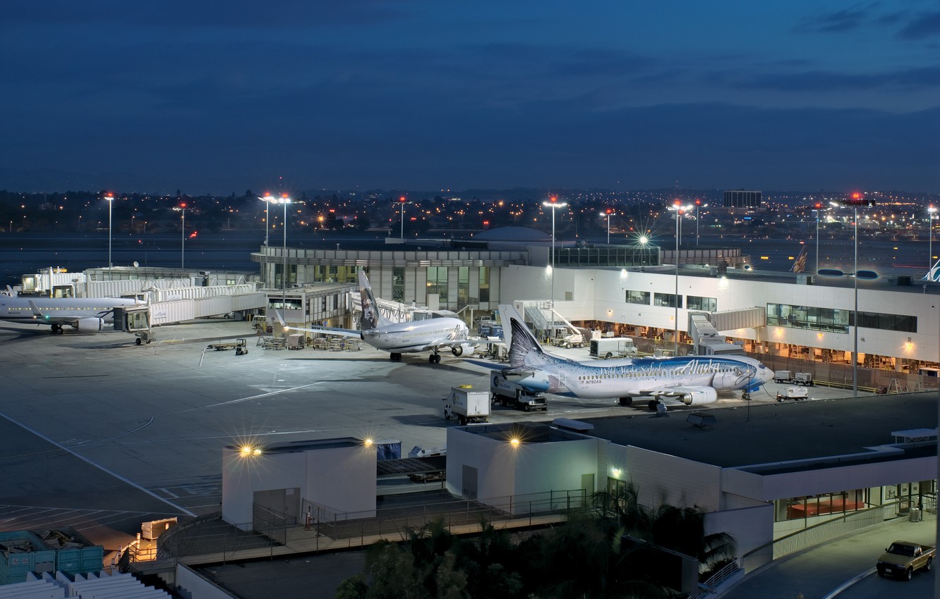 carta da parati lassista,aeroporto,aereo,notte,cielo,aereo di linea