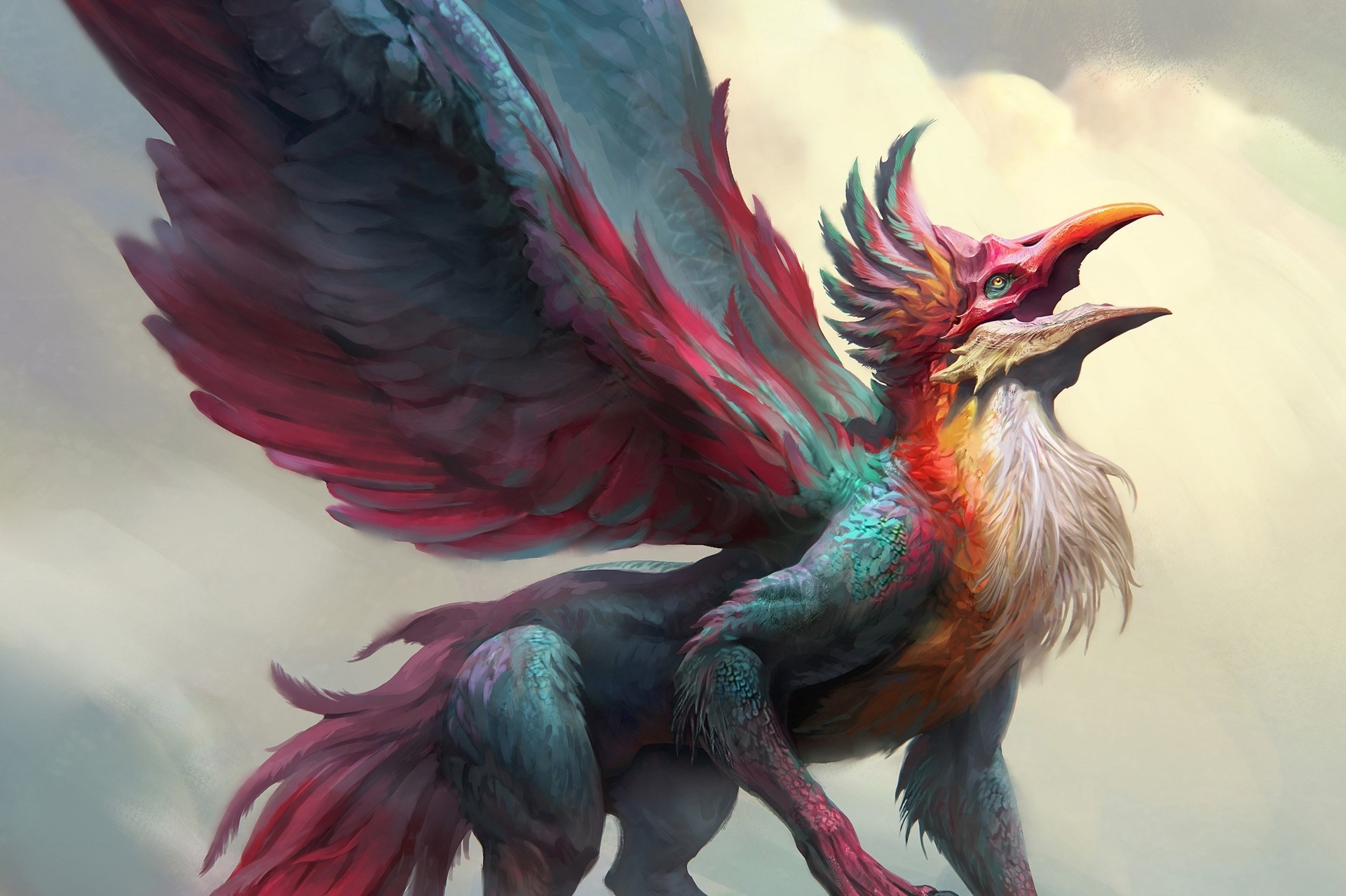 griffin wallpaper,bird,wing,fictional character,mythology,illustration