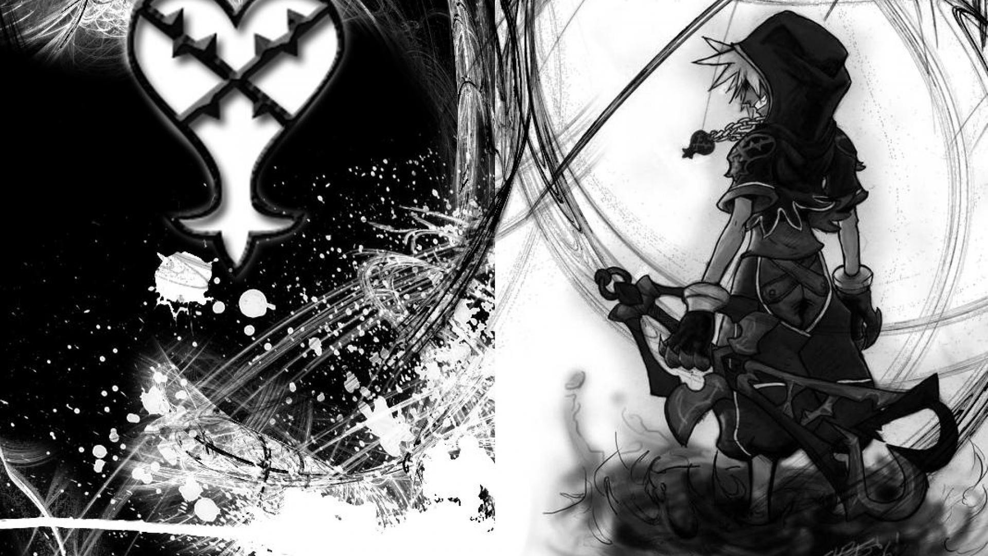 roxas wallpaper,fictional character,illustration,graphic design,monochrome,black and white