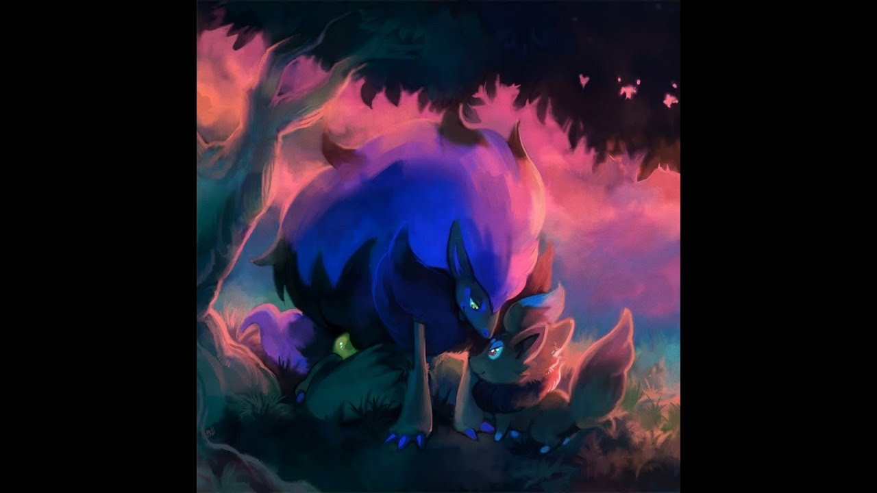 fondo de pantalla de zoroark,arte,púrpura,ilustración,pintura,oscuridad