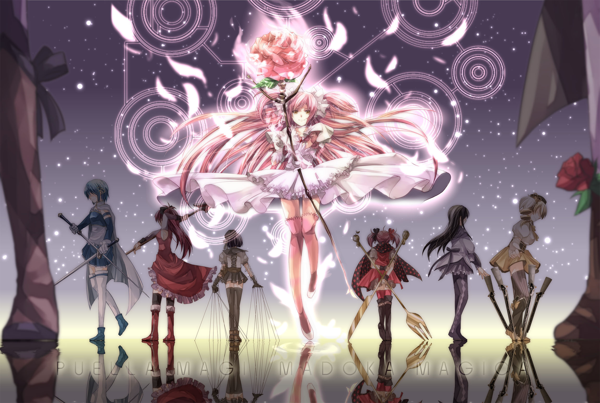 puella magi madoka magica wallpaper,anime,fictional character,cg artwork,illustration,art