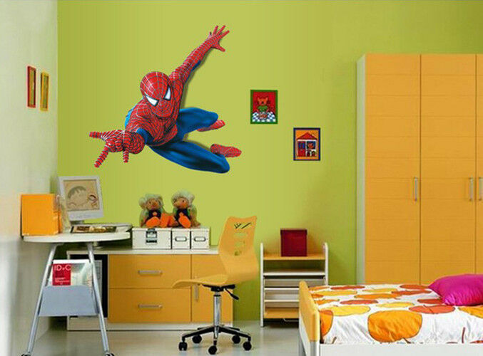 sticker wallpaper for bedroom,wall sticker,spider man,room,wall,fictional character