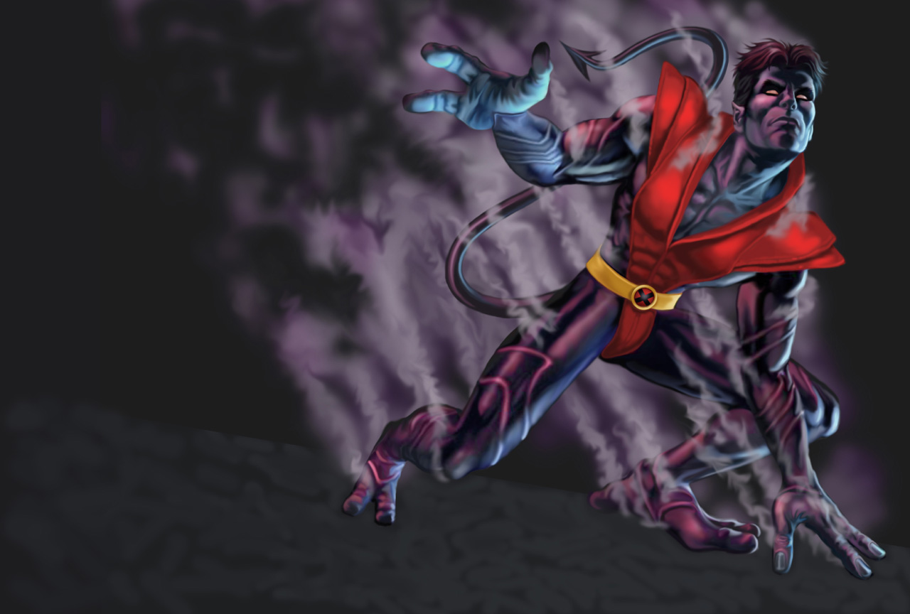nightcrawler wallpaper,fictional character,supervillain,cg artwork,demon,superhero