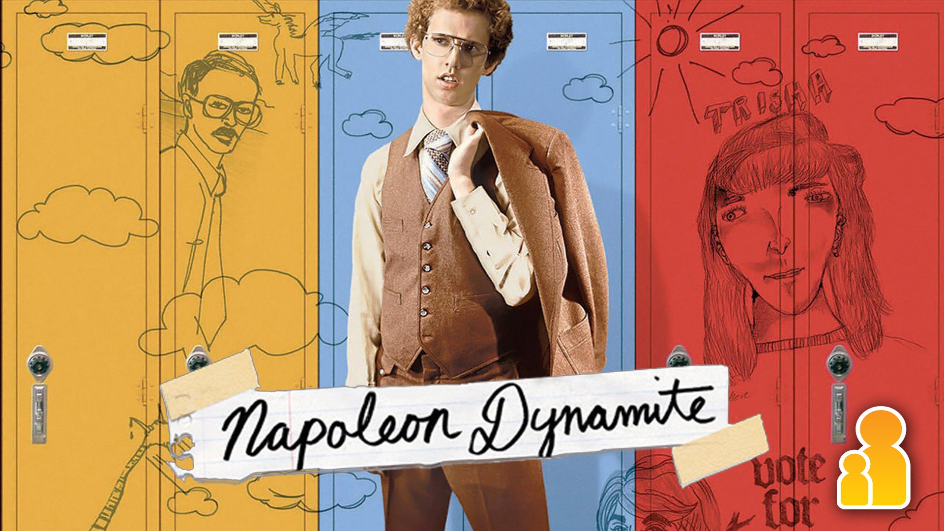 fondo de pantalla de napoleon dynamite,dibujos animados,fuente,ilustración,humano,diseño