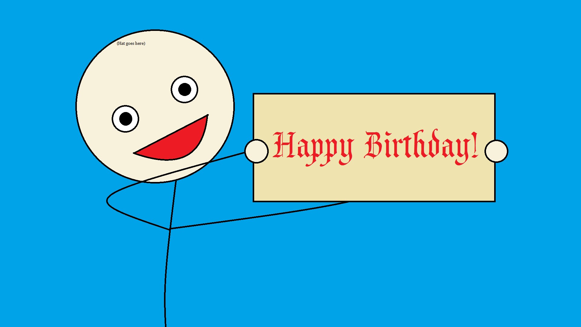 happy birthday funny wallpaper,text,facial expression,blue,cartoon,line