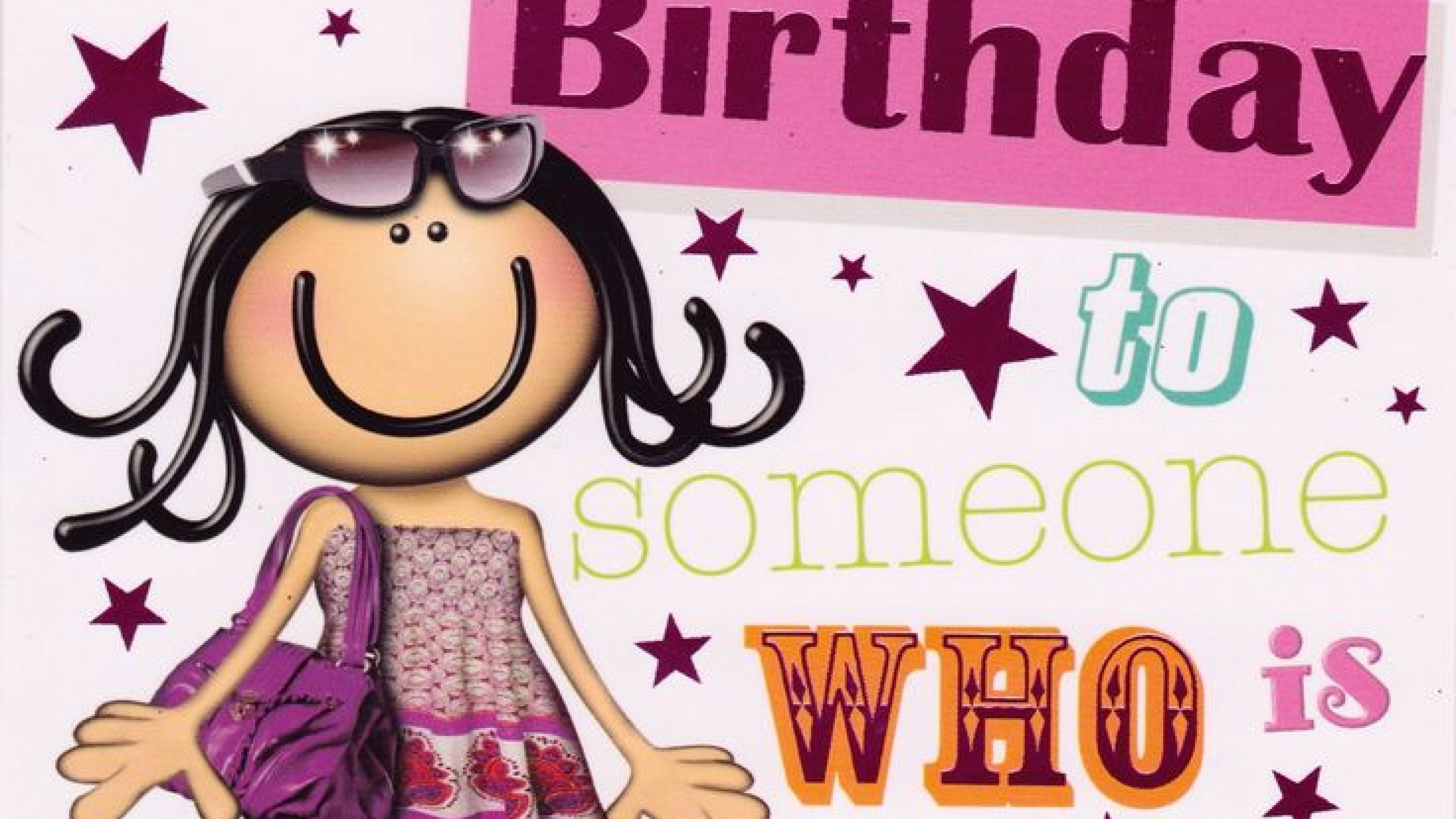 happy birthday funny wallpaper,cartoon,text,font,pink,clip art