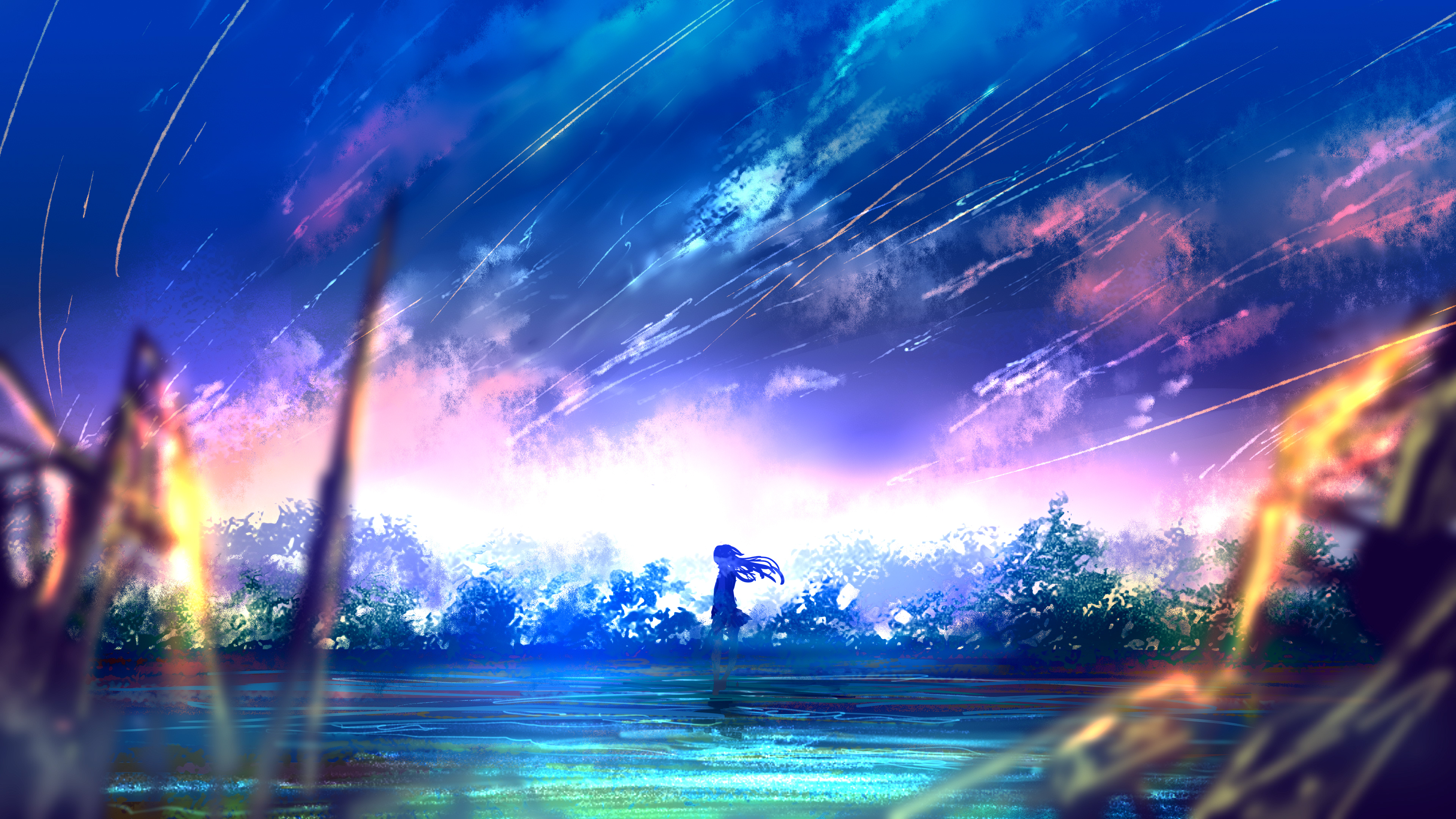 fond d'écran pixiv,ciel,la nature,lumière,bleu,nuage